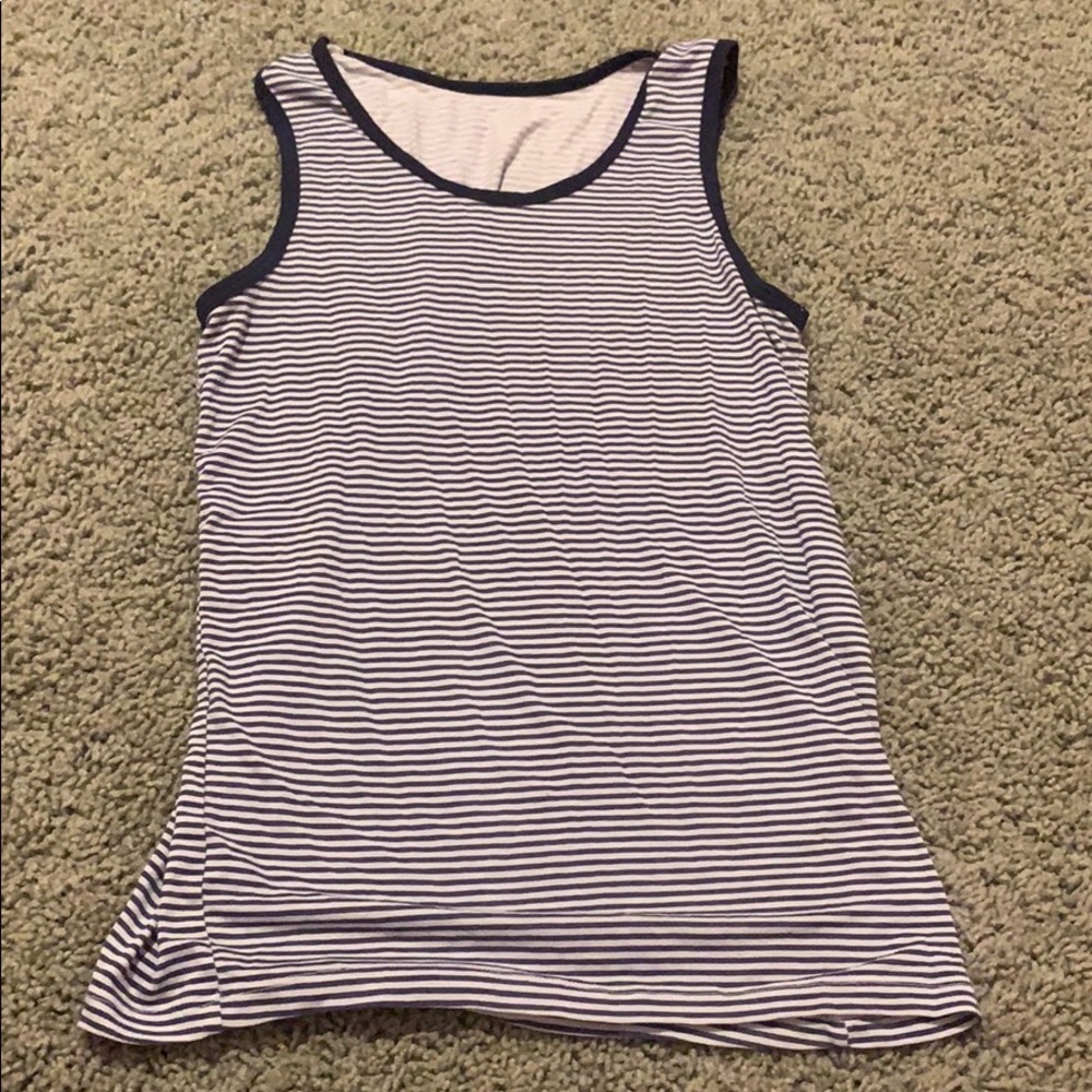 Blue and white striped tank top